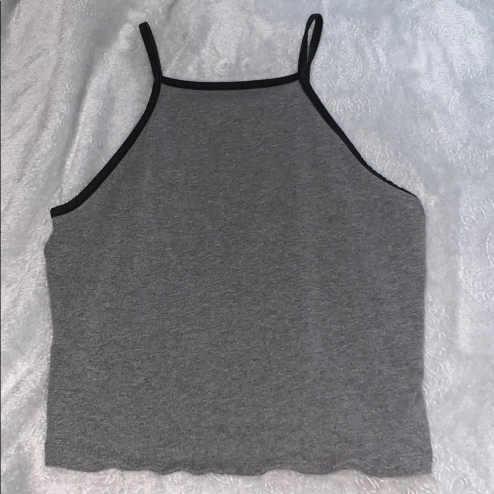 Grey and black crop-top shirt